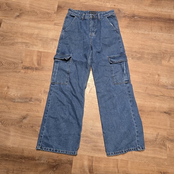 PrettyLittleThing Denim - PrettyLittleThing Blue Wide Leg Jeans Womens Size 4